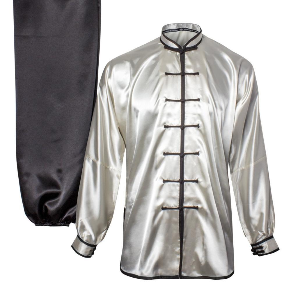 Tenue de Tai Chi Chuan FUJIMAE Liu, veste ivoire à parements noirs et pantalon noir