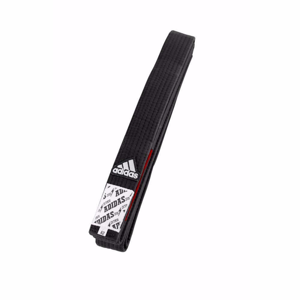 Black Adidas Ceinture Jiu Jistu Brésilien Elite belt with reinforced stitching and official patch for Brazilian Jiu Jitsu practice.