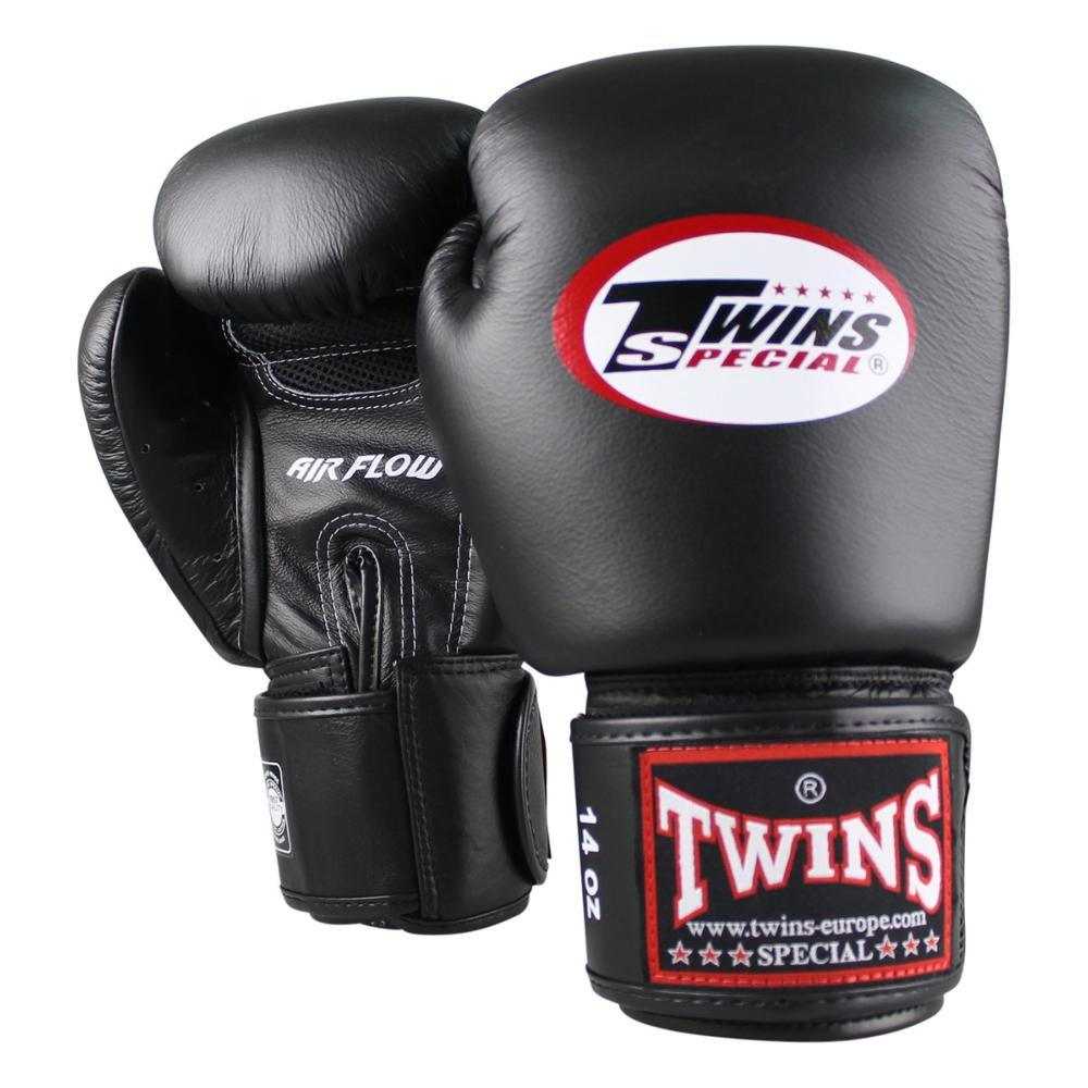 Gant de boxe Twins Air Flow noir fabriqué à la main en Thaïlande