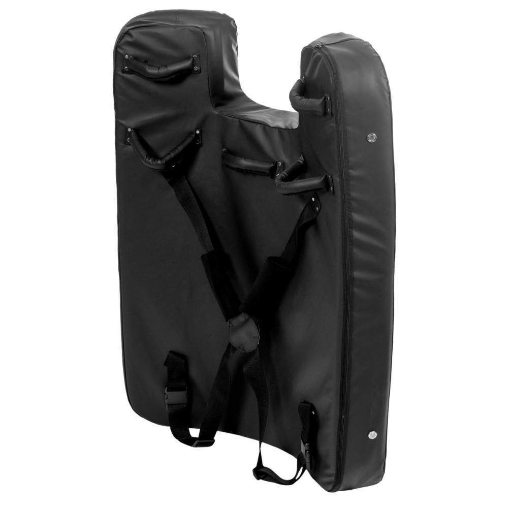 Black giant Metal Boxe bouclier de frappe with reinforced PU, absorbent coating, and wide handles for self-defense training