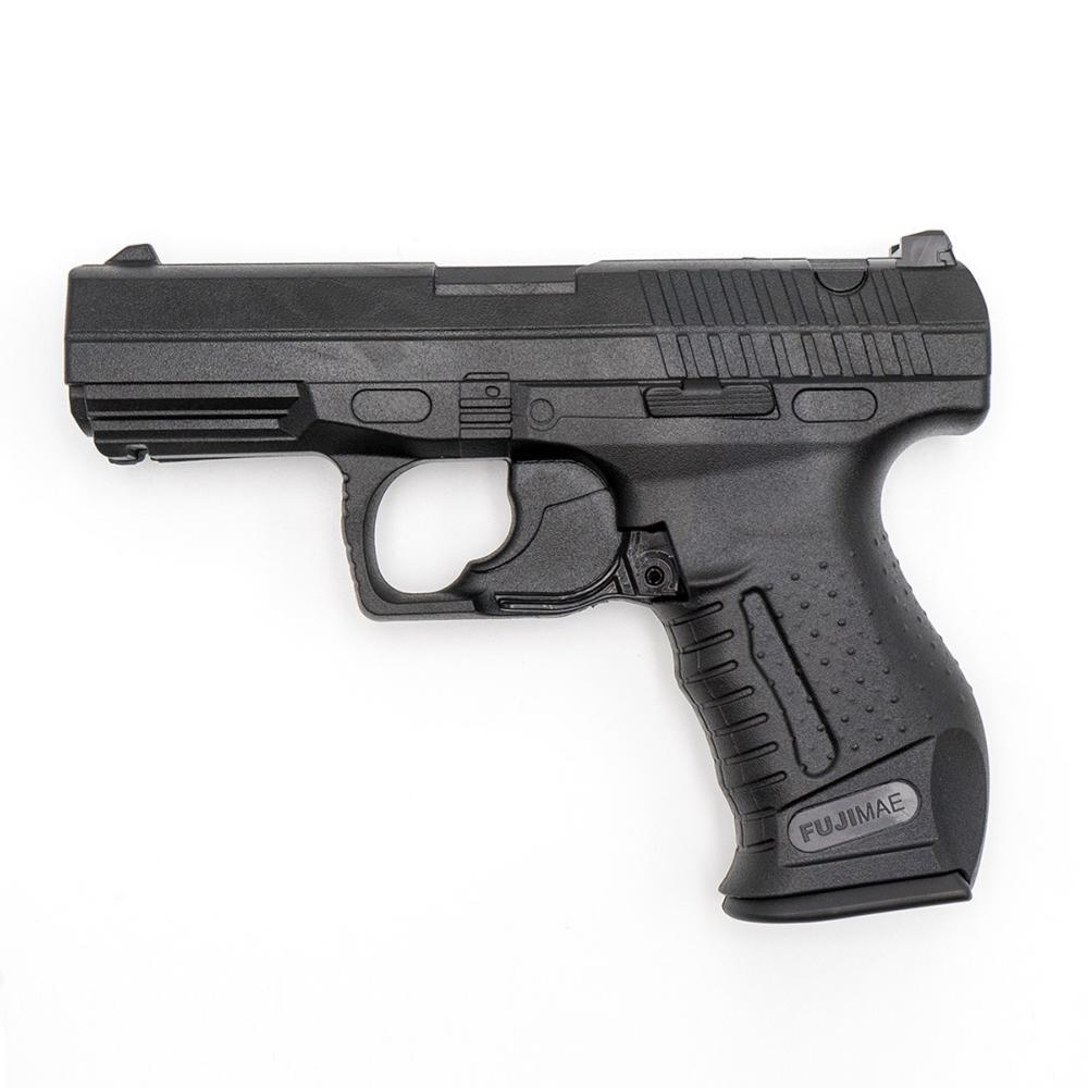 Black FUJIMAE Walther P99 self-defense training pistol with removable magazine made of lightweight polypropylene rubber