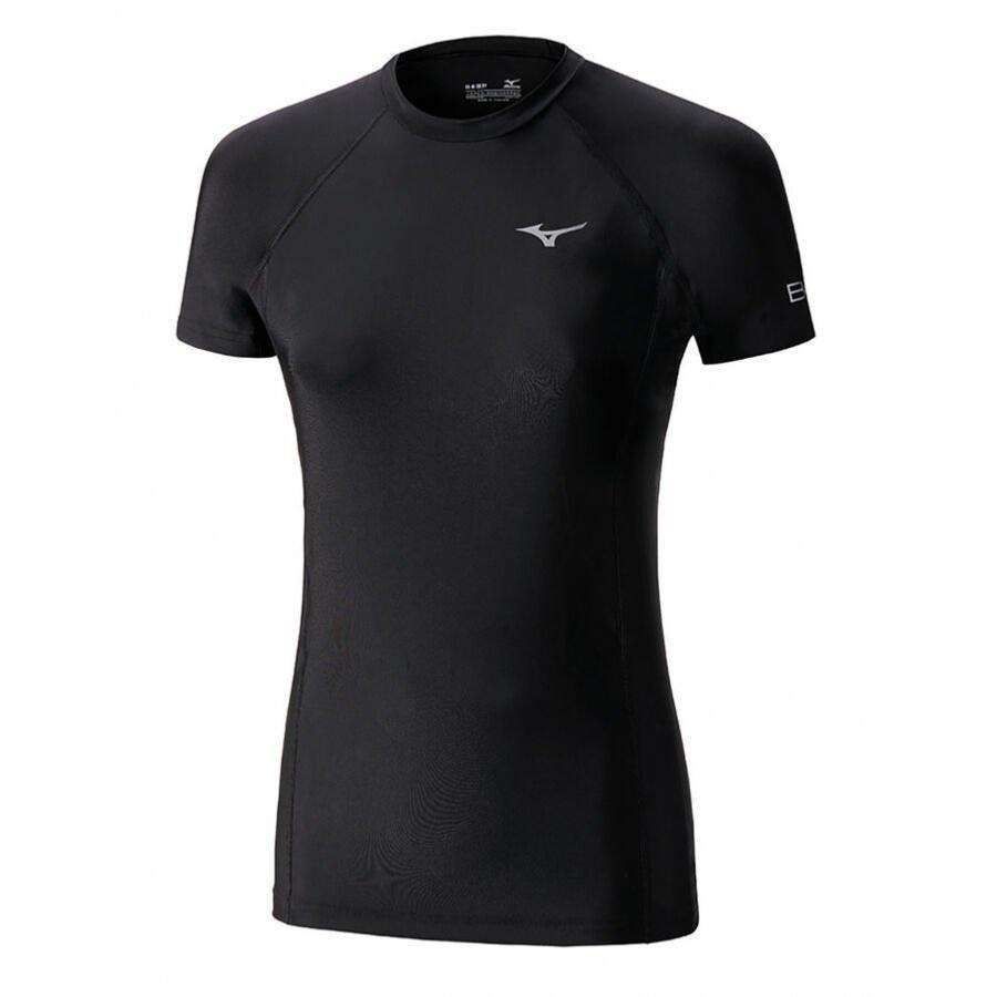 Rashguard Mizuno Bio Gear manches courtes femme noir, sous-maillot de compression judo
